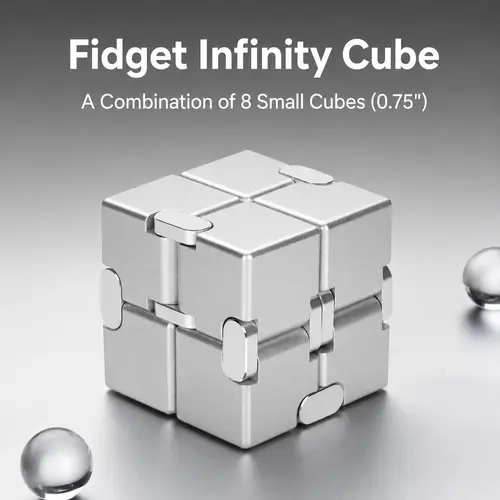 Aluminum Metal Infinity Fidget Cube, Durable Sensory Fidget Toy for Stress Relief & Focus, Satisfying Desk Toy for Teens & Adults, Unique Collectible Gift