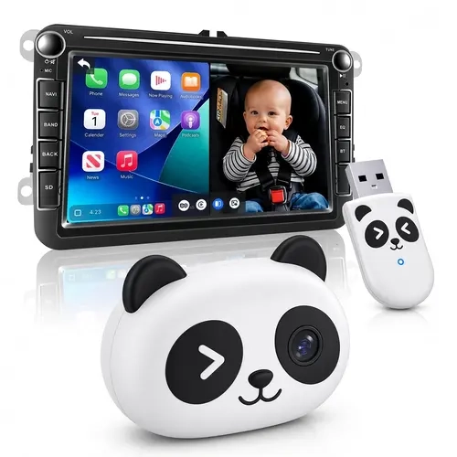 Baby Car Camera &Wireless CarPlay Adapter,1080P HD Rear Seat Monitor Display on Car Screen,150°Wide Angle No-Glow Night View, Safety for Kids & Infants