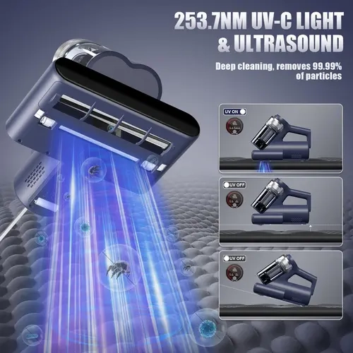 Teant Handheld Bed Vacuum, 18000Pa Suction Dual-Roller UV-C Mattress Cleaner with Triple-Cup Filtration, AI Dust Detection-LED Display, AI Auto Boost, 66000 Taps/Min Ultrasonic, 149°F Hot Air, 2.5kg, Aroma Feature for Indoor Upholstery,sohochic