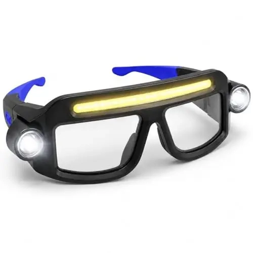JOYTUTUS Rechargeable LED Headlamp Glasses - Hand-Wave Sense, Type-C USB Charging, 5-Mode COB Lights, Dual Side Spotlights, IPX4 Waterresist, Lightweight Motorcycle Accessories for Camping, Automotive Tasks
