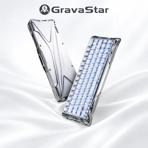 【GravaStar】Mercury V60 Pro Silver Frost 60% HE Magnetic Wired Gaming Keyboard for PC, 8kHz Polling Rate, 0.125ms Latency, Dynamic Rapid Trigger, 0.005mm Adjustable Actuation, Full Aluminum Frame, Dual-Zone RGB Lighting, Linear Switches