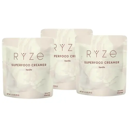 RYZE SUPERFOODS Vanilla Superfood Coffee Creamer 3-Pack, Room-Temp Stable