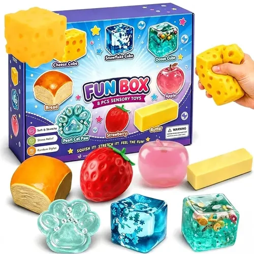 8-Piece Set Box Malt Sugar Stress Relief Fidget Toys, Halloween Series Sensory Bundle, Creative Slow-Return Squishy, Party Gift, 8 Different Styles squeeze,Box Mystery Fun Set Pack,Christmas gift