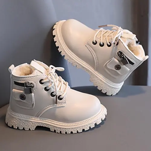 Autumn Winter Side Zip Slip-Resistant Thick Sole Short Boots, British Style Work Boots, Easy-On Design, Casual Bow Design, Shoe Boots