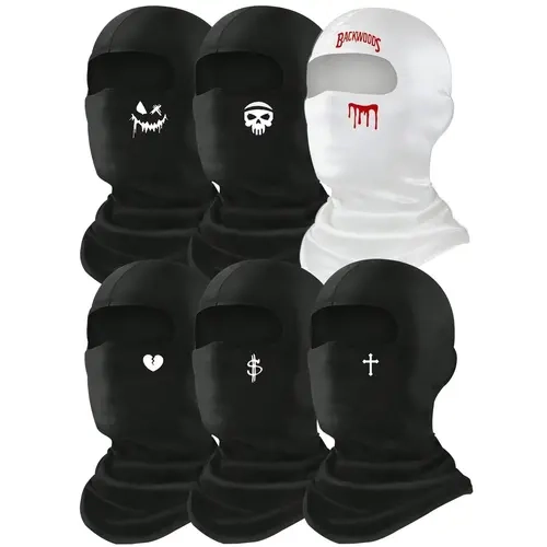 Men's 6Pcs Stretch Poly All-Seasons Cycling Set - Masks for Face, Weather-Resistant Cover Face Covering Masks & Accessories, Windproof Balaclava, Outdoor Sports Helmet Liner, UV Wearable Sun Protection Tactical Headscarf, Protect in Style