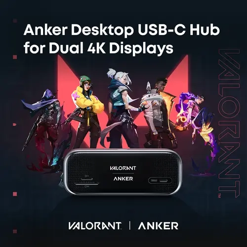 [VALORANT X ANKER] Anker Desktop USB-C Hub (10-in-1, 240 Hz); Industry-Leading High-Refresh-Rate USB-C Hub with a Smart Display