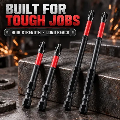 Impact Screwdriver Bit Set 65mm & 110mm, S2 Steel Magnetic Phillips Drill Bits, 1/4" Hex Shank, Heavy Duty Bits for Electric Drills, Circuit Breakers & Electrical Work