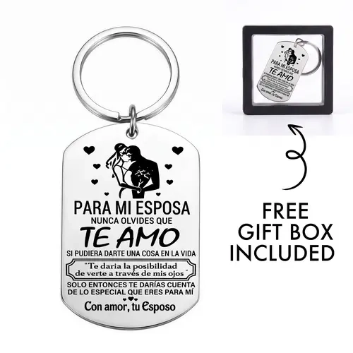 Women's Stainless Steel Keychain with Sentimental Message - Husband-to-Wife Anniversary Daily Carry Keepsake, Includes Gift Box, Gifts for Women Birthday Present