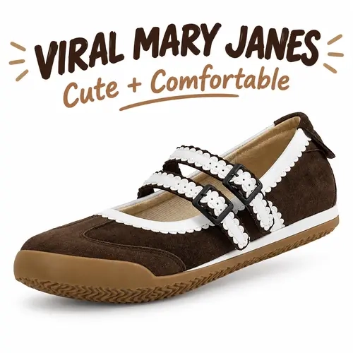 Vintage Mary Jane Flats For Women | Cute Balletcore Shoes With Double Buckle Straps