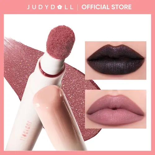 JUDYDOLL Cushion Lip Powder Cream, Cushion Matte Lock Lip Cream, Blur, Mousse, Lipstick, Hydrating, Soft Velvet Matte Lip & Cheek, Smooth Lip Mud, Waterproof, Long-Lasting, Shimmer, Not Easy To Fade, Non-Stick Cup, Makeup, Cosmetic, Back to School