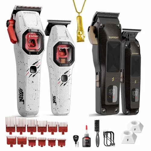 SUPRENT FANGS Assassin Edition Professional Male Hair Clipper & Trimmer Kit Set, Lightweight Barber Equipment with V10 Motor, DLC Blades, Precision Fade Grooming for Home Haircut, Modern Hair Trimmers & Clippers for Quick Hairstyle Solutions