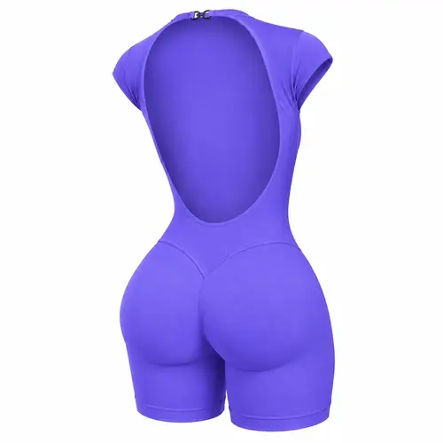 RICH BRIA Impact Sleeveless One Piece Bodysuit Women's Rompers, Tummy Control High Compression Overalls Solid Activewear Stretchy Jumpsuit Hidden Sctrunch Butt Lifting Yoga Bralette Soft Gym Clothing for Fitness Workout Shaping Sportswear Training