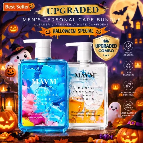 MAVM Men's Plant-Based Body Care Cleanser Bundle - Halloween Special 2-Piece Male Grooming Set, pH Balanced, Gentle, Odor Control, Aroma Scented, Plant-Based Mix, for Daily Bathing, Freshness Boost