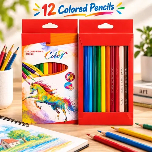 12-Count Colored Pencils Set, Bright Vibrant Colors, Smooth Coloring Pencils for Artists, Art Beginners & Students, Ideal for Drawing, Sketching and School Art Projects