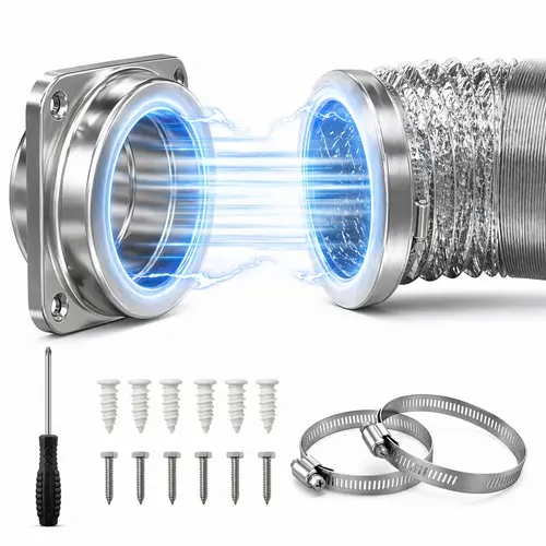 Magnetic Dryer Vent Coupling Kit - No-Tool Mountable Magnetic Dryer Parts & Accessories, Strong Magnet, Airtight Seal, Space-Saving Hose Connector