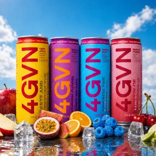 Sadie Robertson Huff x 4GVN Christian Half Caff Variety Pack Energy Beverage - 12 Cans, 100mg Caffeine, 0 Sugar, Sparkling, Natural Revival Razz Flavor, for Believers