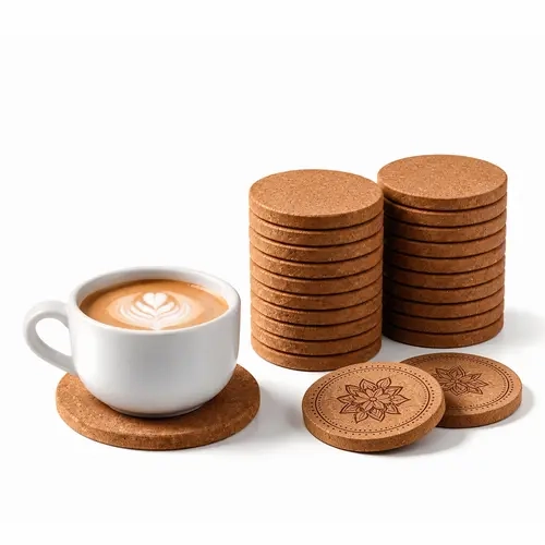 20PCS Cork Coasters for Laser Engraving, Thick Absorbent Blank Coasters, Custom Designs & Home Decor