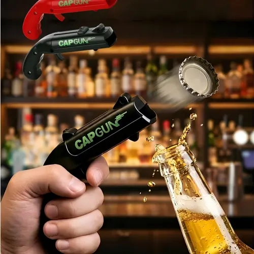 Stainless Steel-ABS Plastic Handheld Mechanical Bottle Opener Utensil, Beer Cap Ejector, Kitchen Gadget, Fun Bar Accessory, Creative Gift for Men, Ideal for Backyard Barbecues