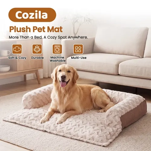 【familyfun】Cozila Wavy Cotton Large Dog Bed - Soft Sofa Bed with Removable Easy-Cleaning Cover, Non-Slip Bottom, Bolster Support for Indoor Floor & Bedroom | TikTokShop Fall Deals familyfun