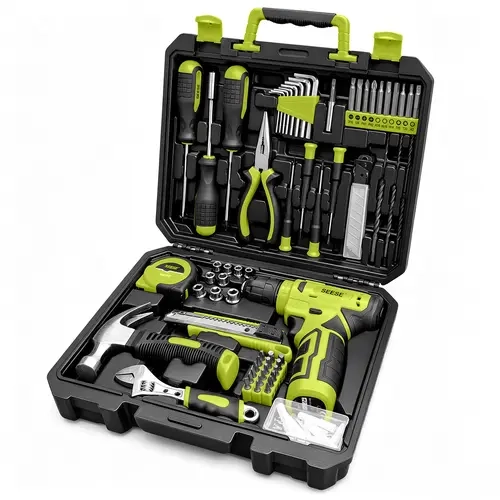 【SEESE OFFICIAL】SEESE Portable Home Tool Set, All-in-One Hand Tool Kit with 8V Cordless Drill for Women - Suitable for Household Maintenance & Furniture Installation toolupgrade