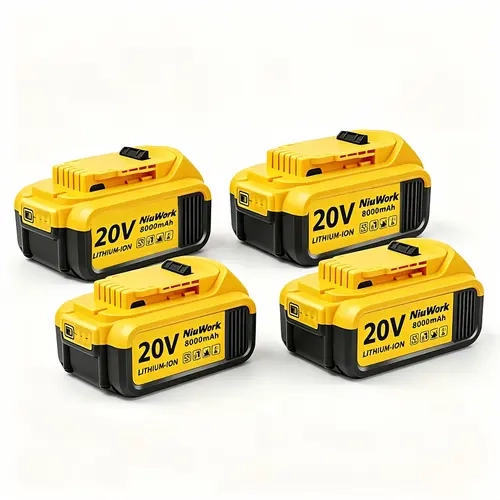 4 Pack Upgrade 8000mAh Lithium-ion Battery Replacement for Dewalt 20V 8.0A Max Battery DCB200 DCB201 DCB203 DCB204 DCB206 DCB207 DCB181 DCB180 Compatible with Dewalt 20 Volt Series Tools(Yellow)