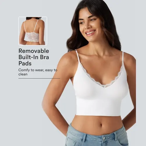 【Creator’s Pick】Halara OneForm Seamless Flow Low Support Contrast Lace Casual Sports Bra