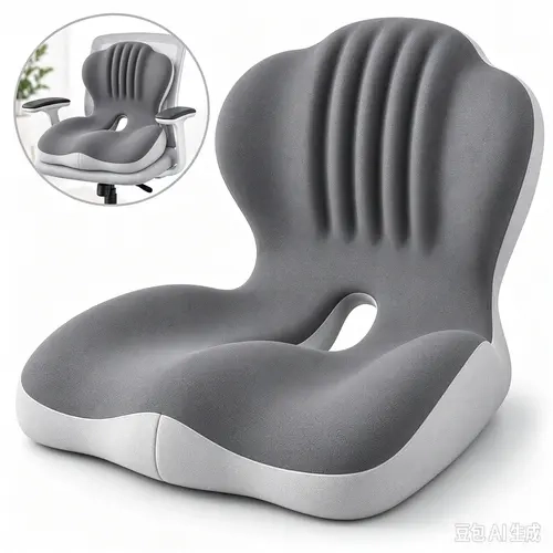 GEECO Ergonomic 2-in-1 Memory Foam Seat & Back Cushion - 1-Piece Chair Pad with Built-In Lumbar Support for Office, Car, Home