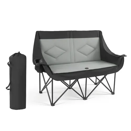 【Opantalk Exclusive】VEVOR Oversized 2-Person Double Camping Chair, 660 lbs Heavy Duty Support, Dual Cup Holders, Wine Glass Holders, Magazine Straps, Carry Bag, Chairs for Outdoor, Beach Use, 1 Pack#BackToSchool
