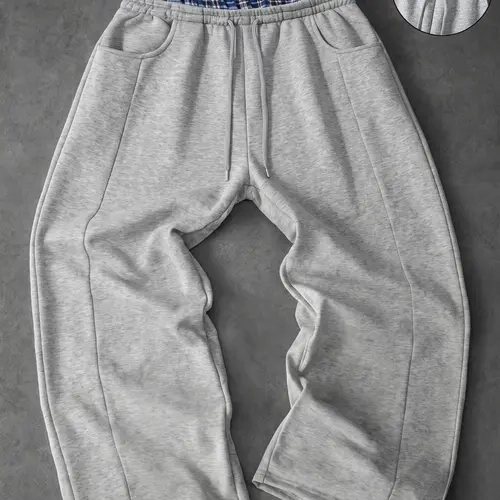Men’s cotton blend sweatpants, loose straight leg joggers with an elastic drawstring waist and side pockets; soft and comfortable casual long pants suitable for everyday wear, streetwear, workouts, travel, and autumn outfits.