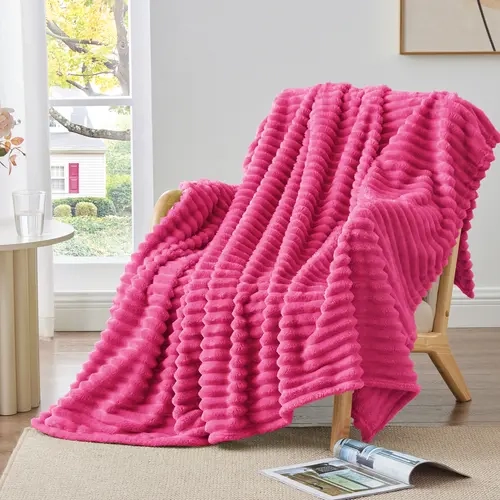 [Auction Only]BEDELITE 300 GSM Fleece Throw Blanket - Super Soft 3D Stripe Fluffy Option for Couch, All Seasons Home Decor, Decorative Gift Idea, Back to School, Household Items, Room Decor, Bedroom Items