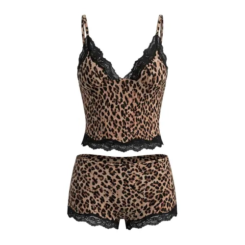 LUMENNEST Women's Elegant 2-Piece Lingerie Set - Feminine Items, Minimalist Lace Spaghetti Strap Camisole, Lace Bottoms, Lightweight Skin-Friendly Underwear Co-ord, 2 Piece Sets
