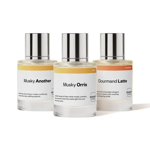 Back to School bundle, Dossier, 3 x 50ml, Unisex Perfume Bundle, Eau de Parfum, Gourmand Latte, Musky Another, Musky Orris