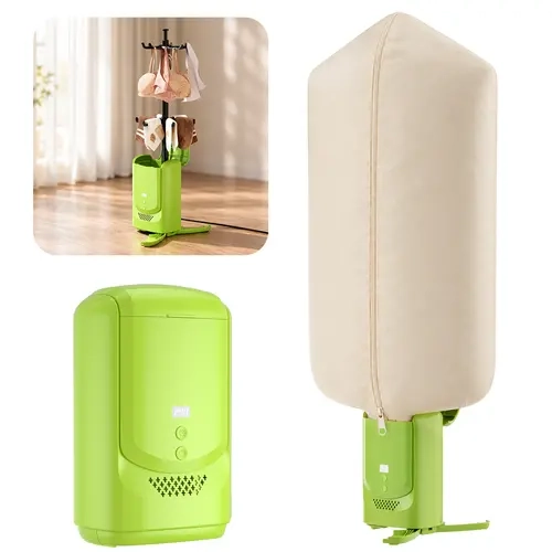 DDZJIAN Foldable Upright Clothes Dryer, 2-in-1 Freestanding & Hanging Travel Portable Home Appliance with 200W Power, 220V Input, UV Light, Mite Removal, Scent Pad Slot, 8-Speed Timer for Small Items, Underwear, Socks