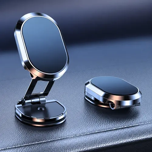 Foldable Magnetic Car Phone Mount, 360° Adjustable Rotating Phone Holder, Compact Multi-Angle Dashboard Stand for Navigation, Car, Home & Office