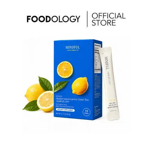 [NEW] [FOODOLOGY] Mindful Mediterranean Lemon Green Tea | Citrus Tea Drink Mix with Spanish Lemon, Jeju Green Tea and 80 mg Potassium, 25 Calories, Fat Free, Less Than 1g Sugar, 15 Sticks