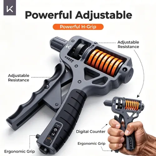 H-Shaped Ergonomic Hand Grip Strengthener - Adjustable 10-660LBS Resistance Strength Training Equipment, Forearm Exerciser for Hand Therapy, Muscle Relaxation