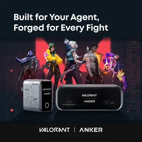 [VALORANT X ANKER] Desktop Charging Bundle; Anker 100W Charger with Smart Display Valorant Edition; Anker Desktop USB-C Hub (10-in-1, 240 Hz) Valorant Edition