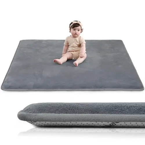Huloo Sleep Baby Play Mat for Floor - 50x50 Inches 1.3" Thick Elasti-Foam Playpen Mat for Toddlers Infant Kids, Water-Repellent Nursery Rug, Non-Slip Backing for Crawling & Tummy Time