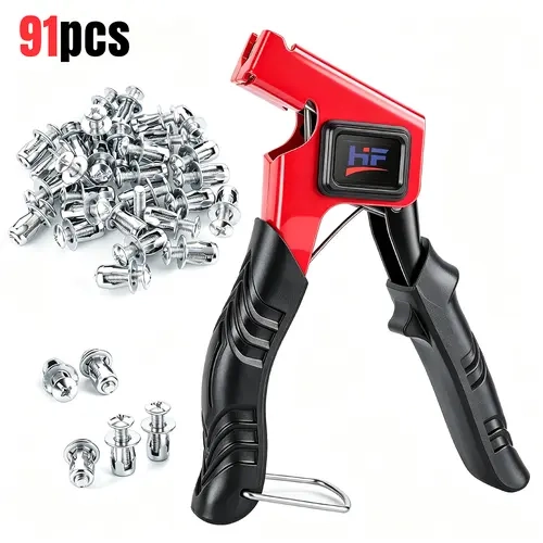 91Pcs Heavy-Duty Blind Rivet Nut Kit with Installation Plier, M4/M5/M6 Sizes Hollow-Wall Metal Jack Nut Assortment Set for Drywall, Automotive & Home DIY