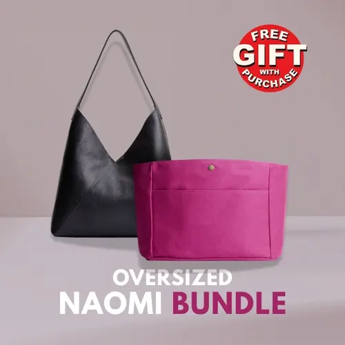 Portland Leather Naomi (Oversized) + Canvas Purse Organizer (Large) Bundle