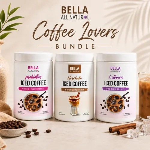Bella All Natural Coffee Lovers Bundle: Probiotics Iced Coffee, Collagen Iced Coffee and Horchata Iced Coffee