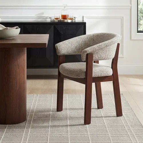 COLAMY HALO Luxe Dining Chair Fully Assembled Upholstered Armchair Indoor Dining Room Furniture Chair