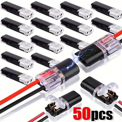 2-Pin Double-Wire Plug Connector for LED Light Strips, Low-Voltage Locking Buckle Connector with Easy Install, Efficient Connection & Secure Power for Automotive Wiring Distribution, Led Strip Lights