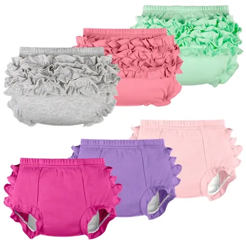 Baby Potty Training Pants for Toddler Girls, Cotton Ruffle Training Underwear, Pull-Up Style, Soft Everyday Wear, 12M-5T
