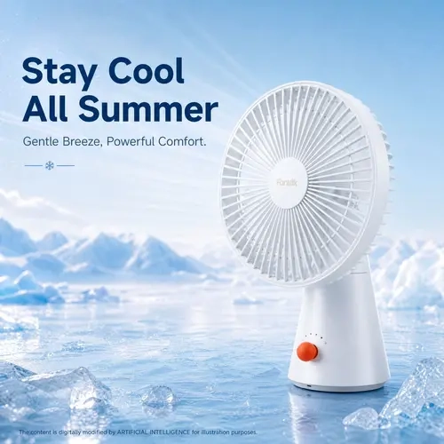 Live Only-Fanttik CycleFlow 11 Air Circulator Desk Fan, Bionic Soft Breeze Quiet 34dB,  360° Infinite Knob, 4 Speeds, Cordless & Corded, Cooling Fan for Bedroom, Home, Office and Outdoors