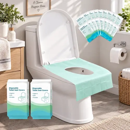 50 Pack Disposable Toilet Seat Covers, Waterproof Non-Slip Toilet Seat Protectors, Individually Wrapped Portable Travel Toilet Seat Covers for Public Restrooms, Hotels, Road Trips, Camping & Home Bathroom Essentials