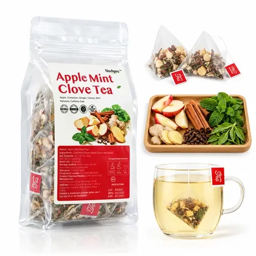 Apple Mint Clove Herbal Tea Bags, 60 Tea Bags, with Ginger & Cinnamon, Natural Herbal Tea Blend for Digestive Support, Fresh Breath & Everyday Wellness