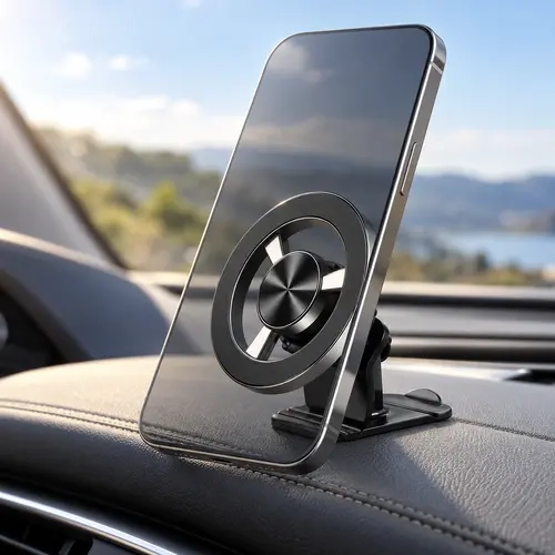 Magnetic Phone Mount for Car, Dashboard Adhesive Base Phone Holder with Adjustable Viewing Angle, Hands-Free Navigation Accessory for iPhone and Android, Phone Holder For Car