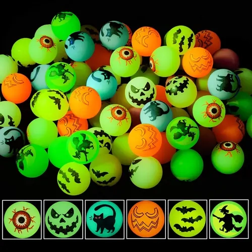 72 PCS Halloween Glow in The Dark Bouncing Balls, Party Favors Supplies Halloween Theme Glowing Bouncy Balls, for Halloween Party Supplies, Party Favors, Trick or Treating Goodies,Fall Deals For You