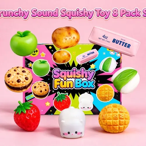 8-Piece ASMR Sensory Fidget Balls Set - Building-Block Filled Squishies Toys, Crunchy Squishy Smushers, Fidgets for Anxiety, Ideal Gift for Teens & Adults, Halloween Squishies